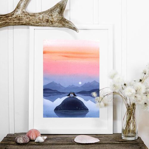 Artprint - Puffins under the midnight sun