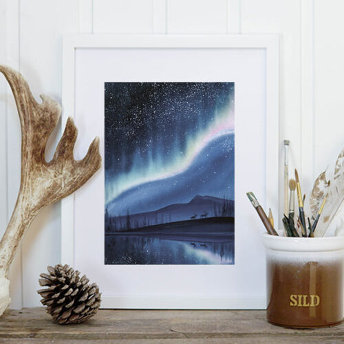 Artprint - Reindeer under the stars